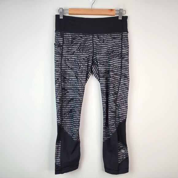 Lululemon Pace Rival Crop 22" Full-on Luxtreme Size 6 Stripe Play Slate Black - Picture 2 of 8
